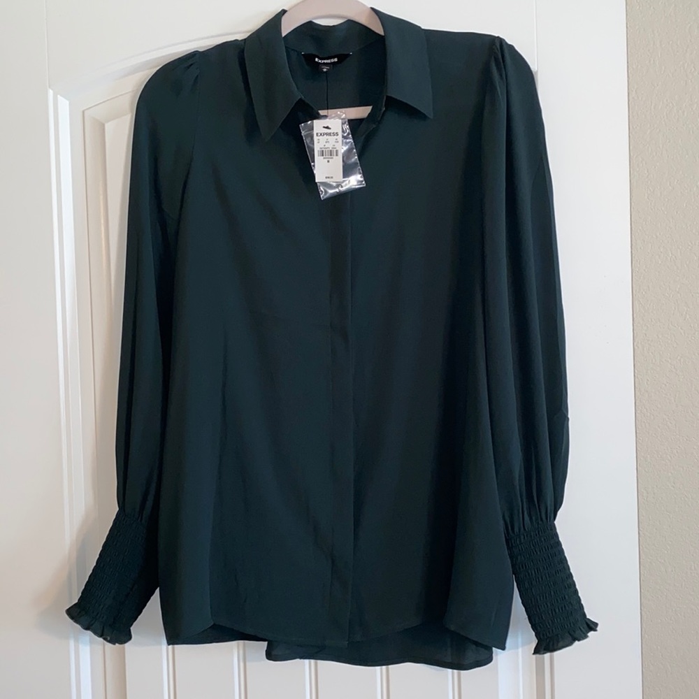 Express button down shirt with smocked cuff